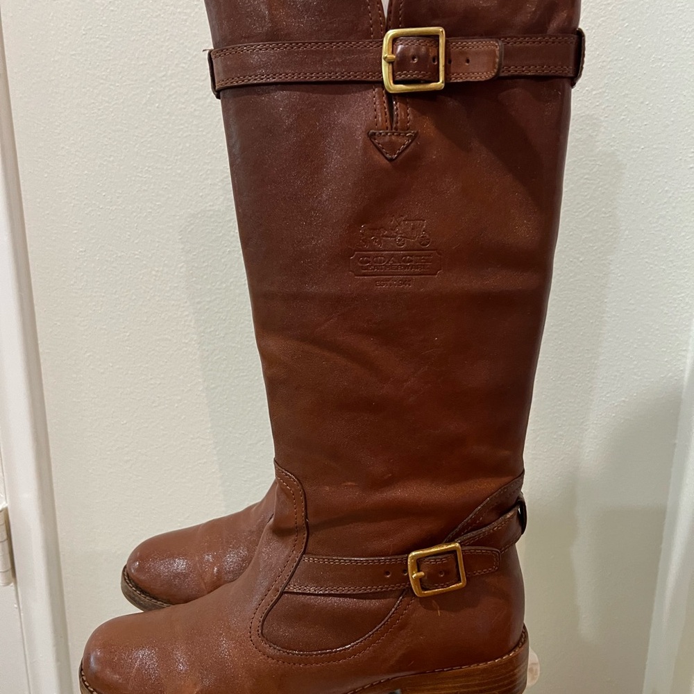 Authentic Coach tall leather boots. Gently worn like new condition.